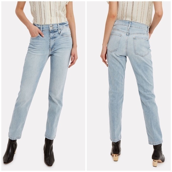 New Frame Heritage Le Sylvie Slender Straight Jeans High Rise Bianca Sz 31 - Picture 1 of 16